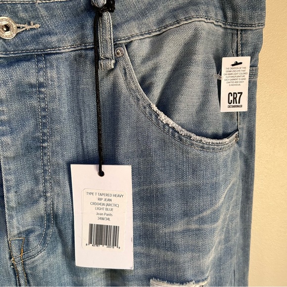 CR7 Cristiano Ronaldo~Type T Tapered Distressed Heavy Rip Button Fly Jeans ~34W - Picture 7 of 15